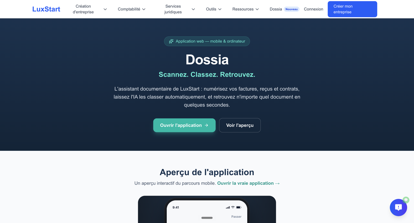 Capture de l'application Dossia